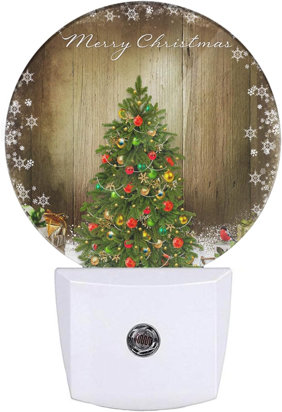 EKOBLA Winter Green Christmas Tree Night Lights Plug into Wall Holiday Presents Gift Boxes Snowflakes Plug-in Nightlights Auto Sensor LED Dusk to Dawn Light for Boys Girls Men Women