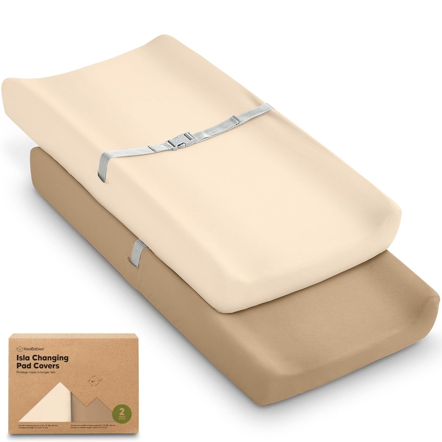 2-Pack Baby Changing Pad Cover for Girl, Boy - 32x16 Soft Viscose Derived from Bamboo Baby Diaper Changing Table Pad Cover Sheets, Neutral, Snug Fit Nursery Diaper Change Sheets (Pecan)