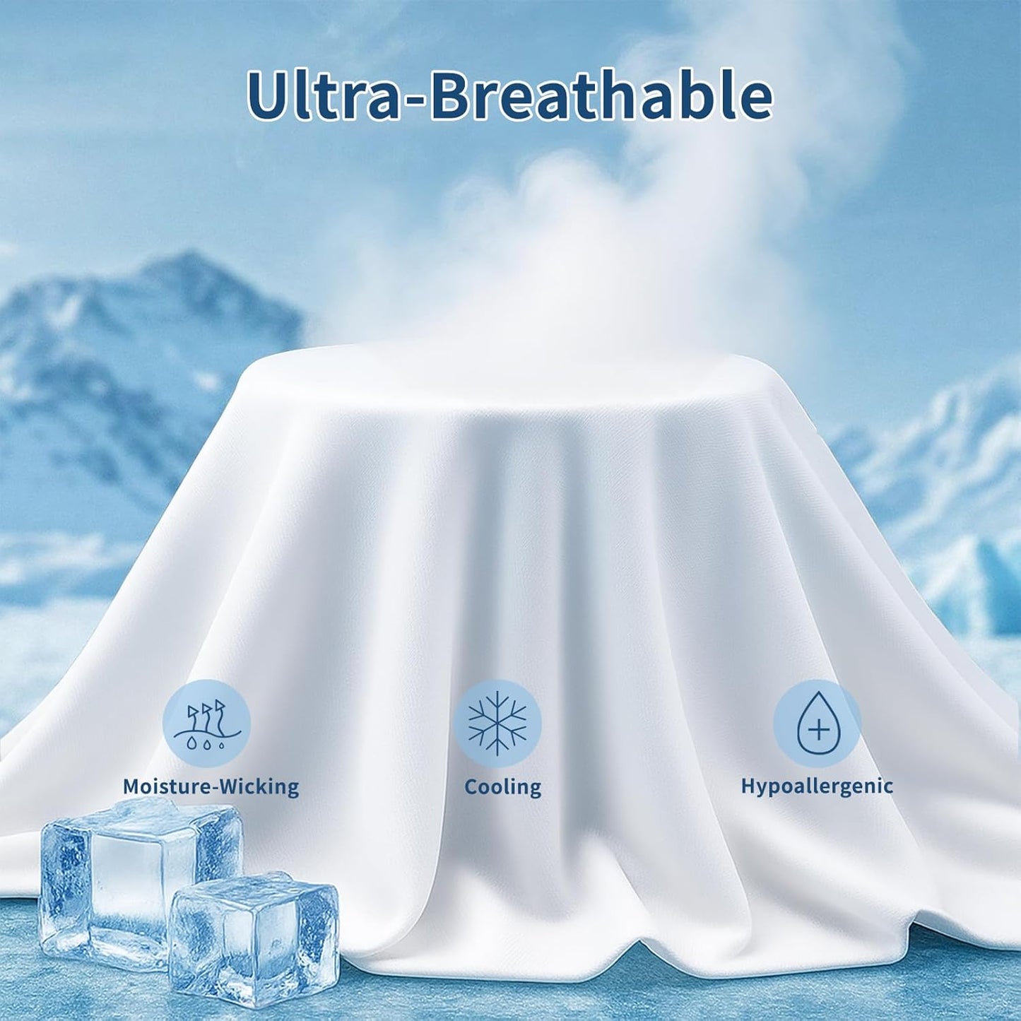 Cooling Pillow Cases Queen Size Set of 2, Ice Cool Silky Pillow Covers for Hot Sleepers & Night Sweats, Reduces Wrinkles & Frizz Softer Like Silk Pillow Cases, White, Christmas Stocking Stuffers