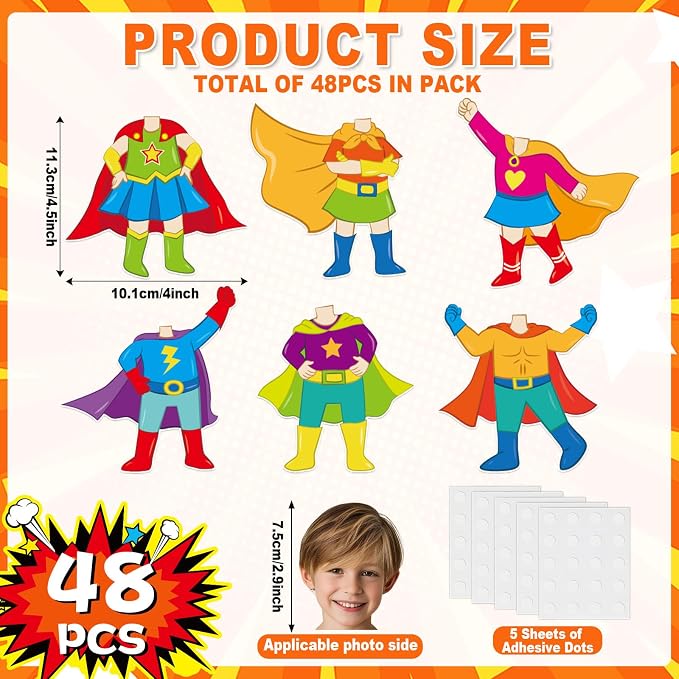 48Pcs Super Themed Cutouts Bulletin Board Decorations Hero Theme Paper Cut Outs