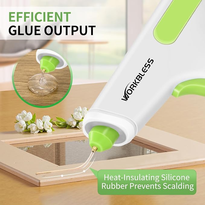 Cordless Hot Glue Gun 4V Fast Heat Continuous Flow Glue Stick Set | 2.9Ah