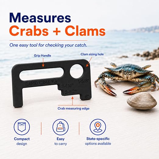 Crab Measurement Tool for Blue Crabs & Clams | VA Regulation 3.25-3.5" Peeler