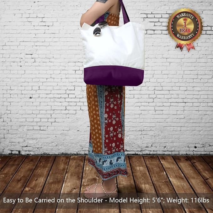 TOPDesign 3-Pack Super Strong Large 12oz Cotton Canvas Tote Bags, Reusable
