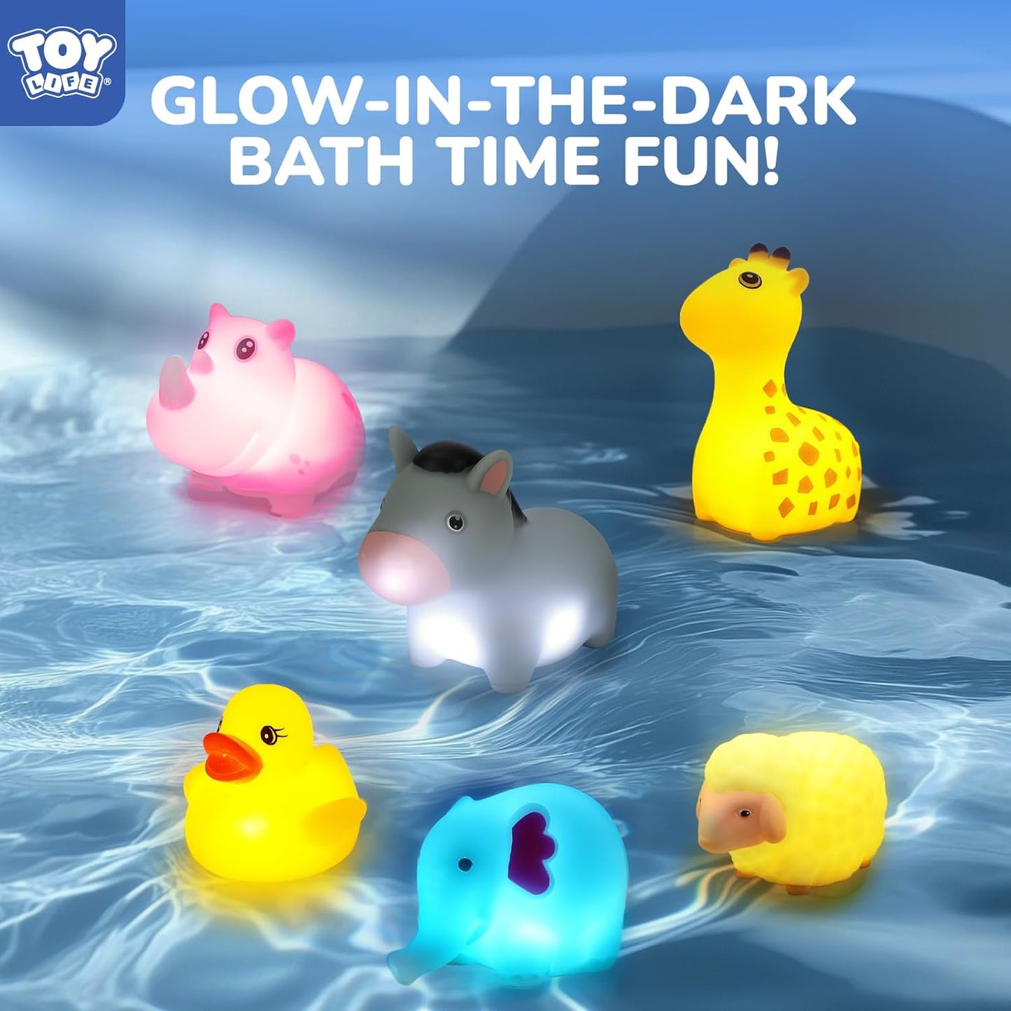 TOY Life 12 PC Animals Light Up Bath Toys for Kids, No Hole Glow Bath Toys for Kids Ages 4-8, Baby Toddler Bath-Time Gifts for Easter, Halloween, Christmas, Ideal for Shower, Bathtub, Swimming Pool