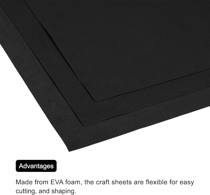 MECCANIXITY EVA Foam Sheets Black 19.7 Inch x 35.4 Inch 1mm Thick Crafts Foam