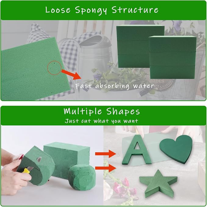 Prashent 96Pcs Floral Foam Blocks Green Wet Dry Flower Foam Plant Foam