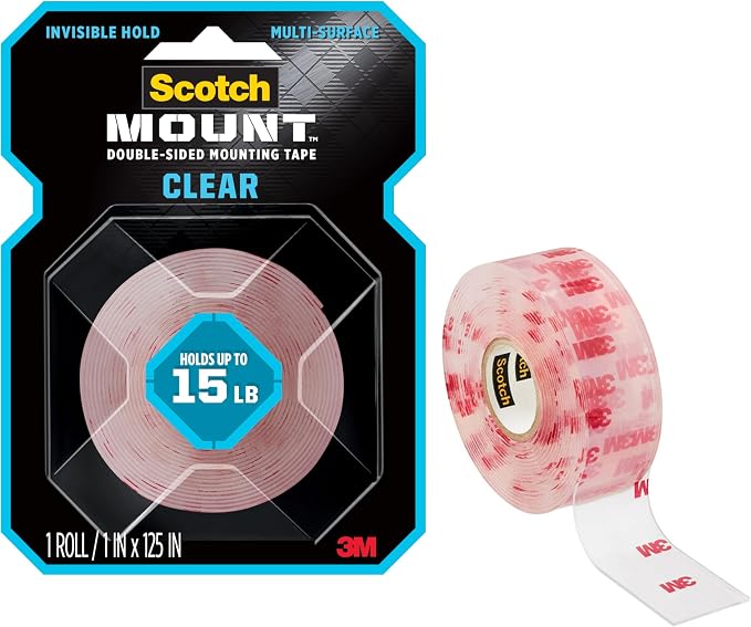 Scotch Double Sided Tape, 1 Roll Adhesive Tape, 1 in x 125 in, Holds Up to 15