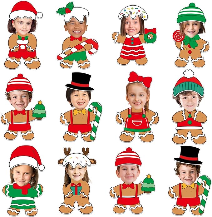 60pcs Christmas Theme Cutouts Gingerbread Man Bulletin Board Decoration Xmas