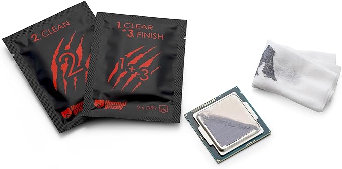 Thermal Grizzly - Duronaut - Enhanced Durability & High Performance Thermal Paste - for Maximum Conductivity While Overclocking CPU/GPU/PS4/PS5/Xbox with 12 Cleaning Wipes 6 Wet & 6 Dry (2g + Wipes)