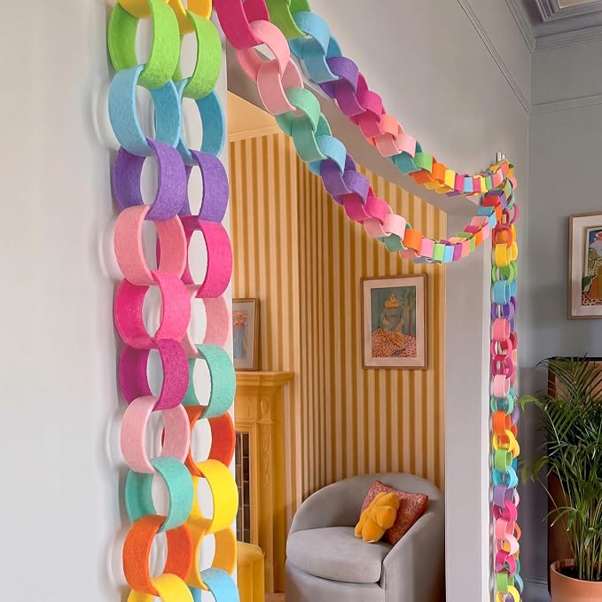 Roowest 600 Sheets Felt Chain Strips Bright Color Chain Garland 1x8 Inch