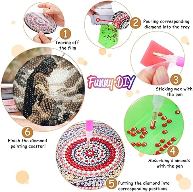 8 Pack Diamond Art Coasters, Jesus Christ Diamond Painting Coasters Kits |