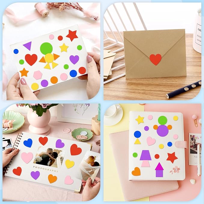 CCINEE 1218 Pcs Foam Stickers 7 Colors Self Adhesive Foam Shapes Sticker
