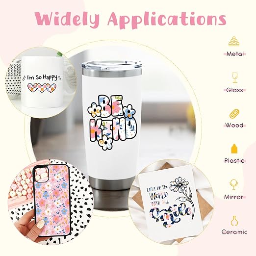 Tintnut Candy Flowers Permanent Vinyl 12x10in 12 Pcs Self Adhesive Vinyl | Boho