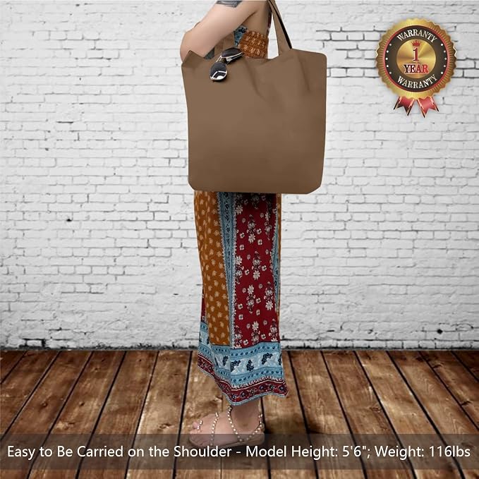 TOPDesign 1-Pack Super Strong Large 12oz Cotton Canvas Tote Bag, Reusable