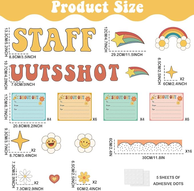 Boho Hippie Staff Shout Outs Bulletin Board Decorations Groovy Retro Staff