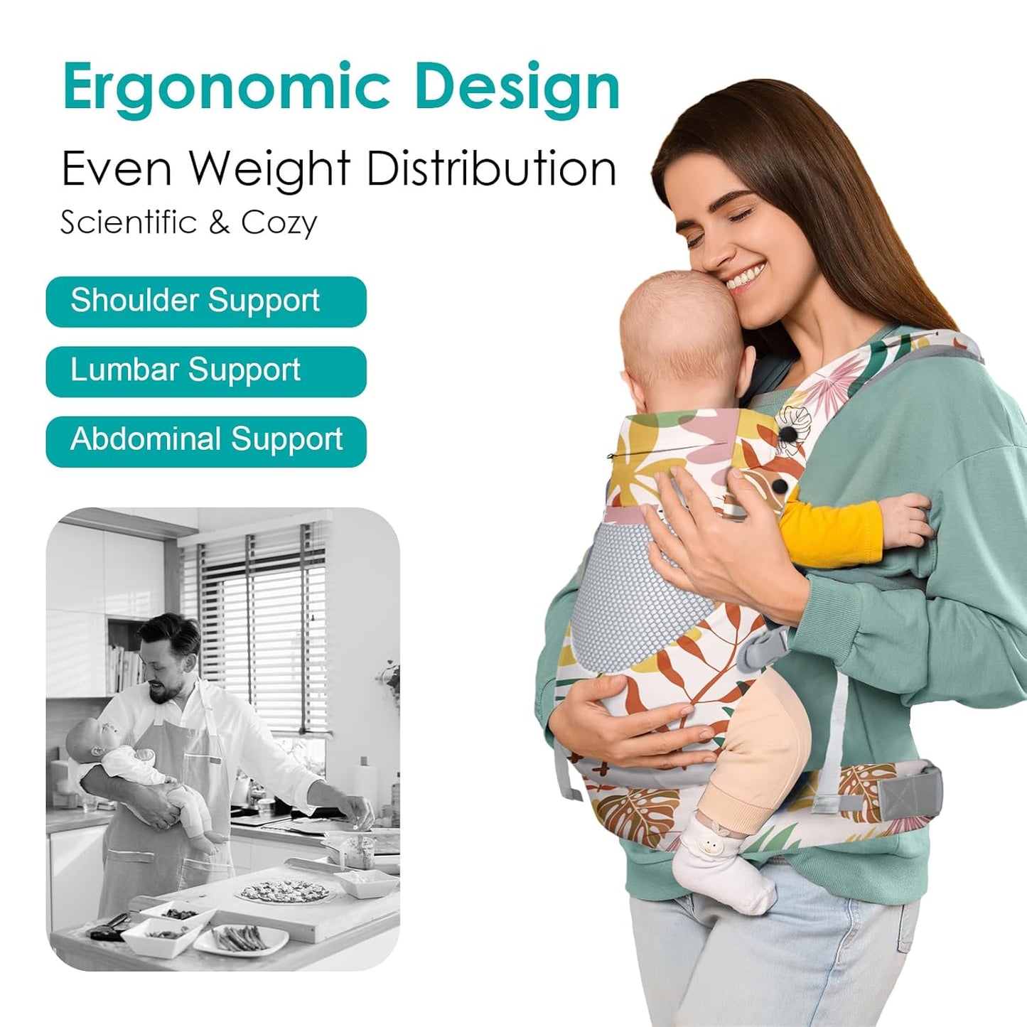 Infant Baby Front Carrier, Toddler Body Carrier, 7-66 Lbs Ergonomic Design, Lumbar Support, Lightweight Baby Chest Carriers (3-36 Months)