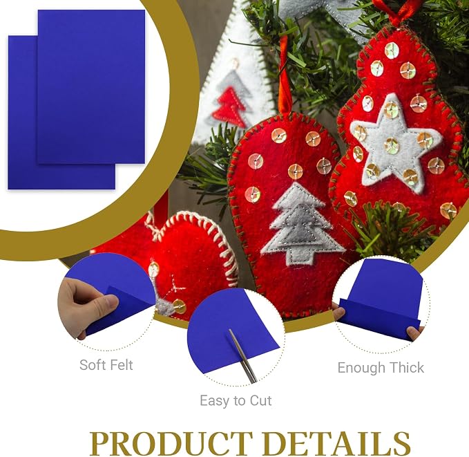 12 Pcs Felt Sheets, 7x11 Inch Stiff Felt