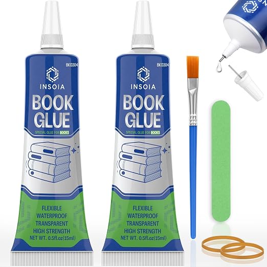 Book Glue, 15ML x 2 Book Adhesive, Flexible Paper Glue