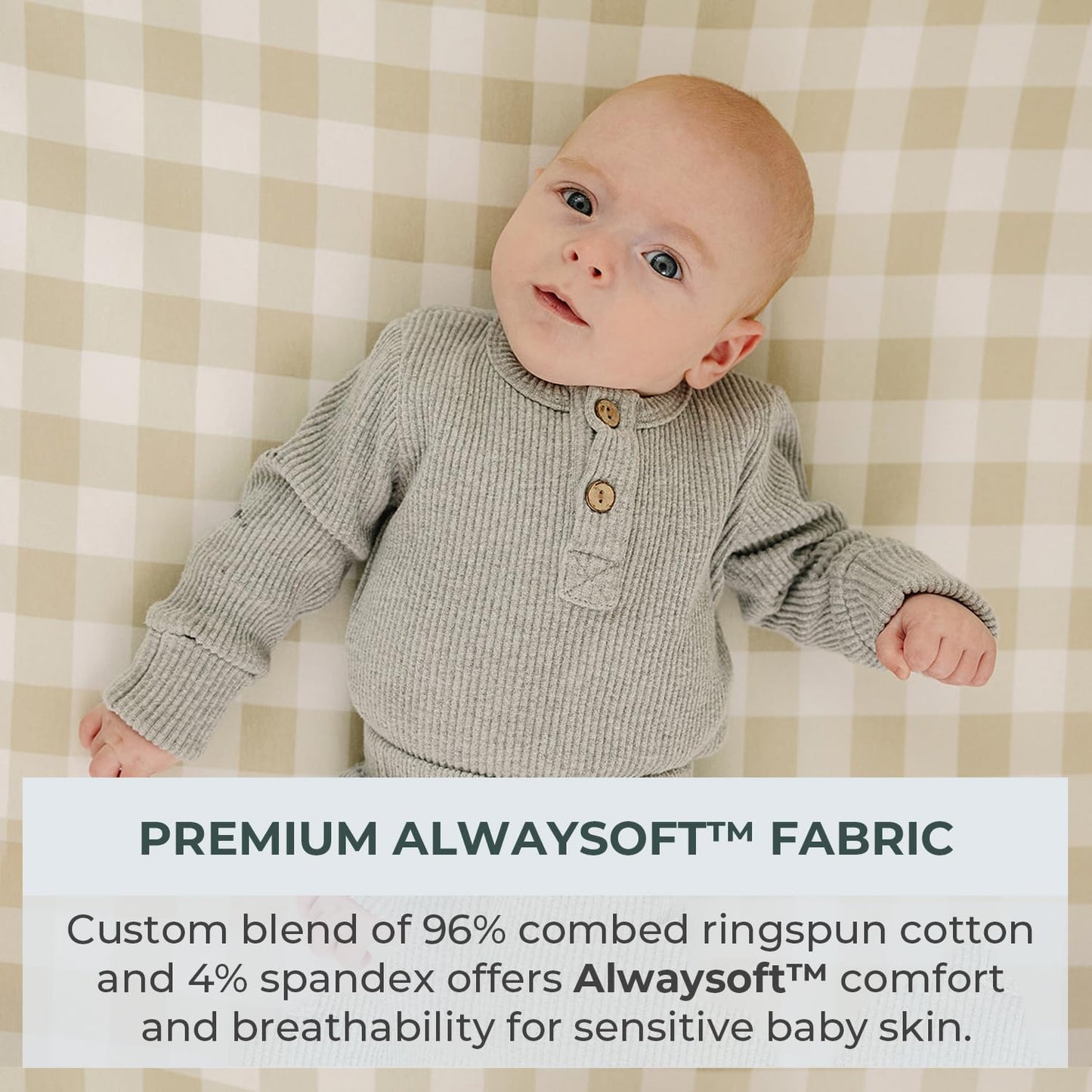 Pobibaby – 2 Pack Premium Changing Pad Covers for Boys, Ultra-Soft Breathable Cotton Diaper Changing Table Covers – Neutral Nursery Changing Pad Sheets for Baby (Gingham Khaki)