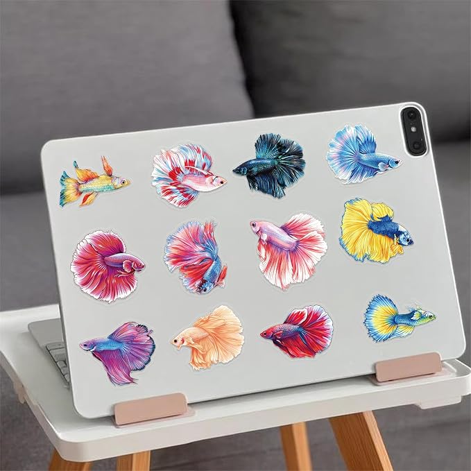 Clear PET Peacock Fish Sticker, Colourful-C16,
