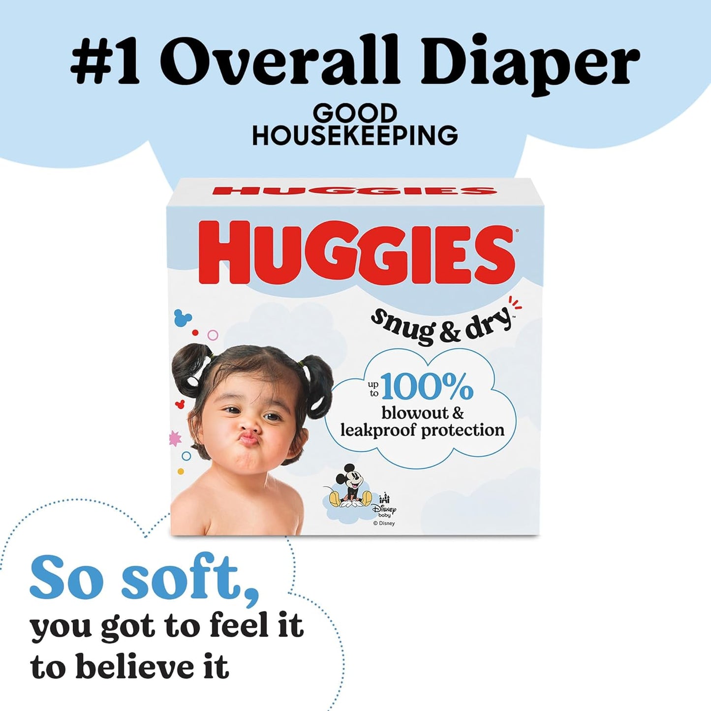 Huggies Size 1 Diapers, Snug & Dry Newborn Diapers, Size 1 (8-14 lbs), 44 Count, Packaging May Vary