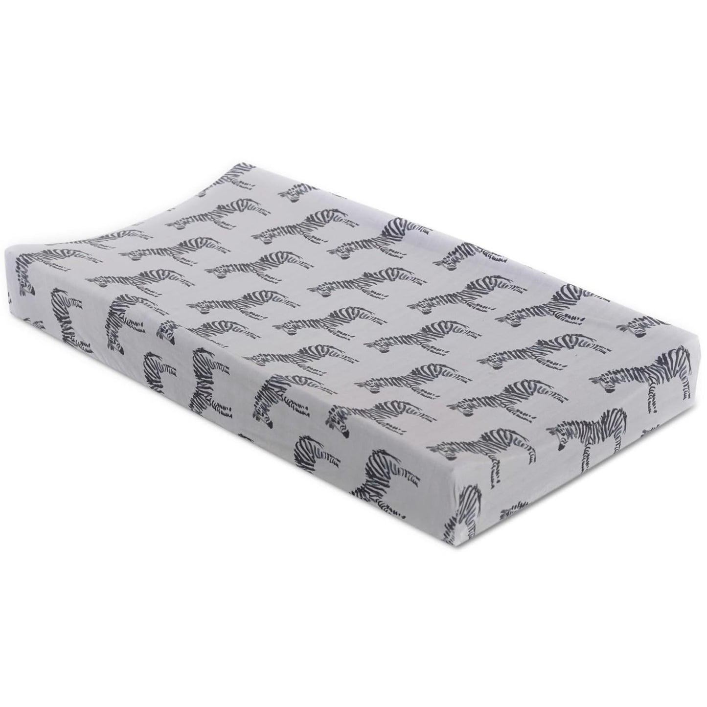 Oilo Changing Pad Cover, Breathable 100% Turkish Cotton Fitted Jersey, 300 Thread Count, Machine Washable, Fits Standard Changing Pads (32" x 16"), Girl, Boy, & Neutral Nursery Design, Gray Zebra