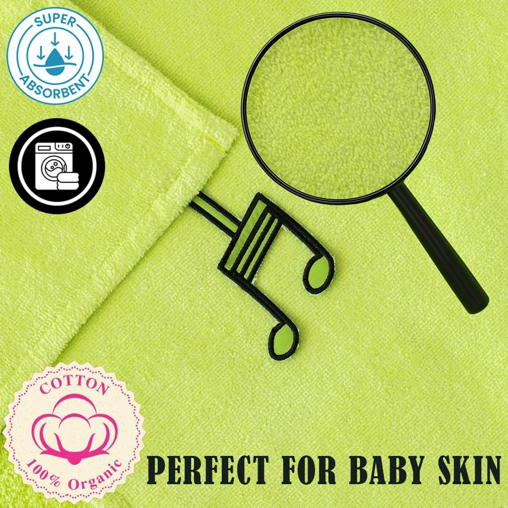 Milk&Moo Baby Hooded Towel, 100% Organic Turkish Cotton, Ultra Absorbent Bath Towel with Hood, 27x47 Inch, for Baby Boys & Girls (0-2 Years, Green)