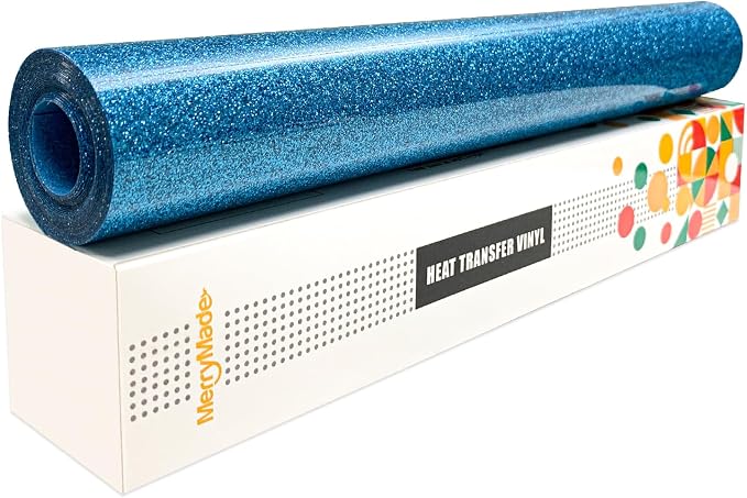 Turquoise Blue Glitter Heat Transfer Vinyl 12" x 8 ft HTV