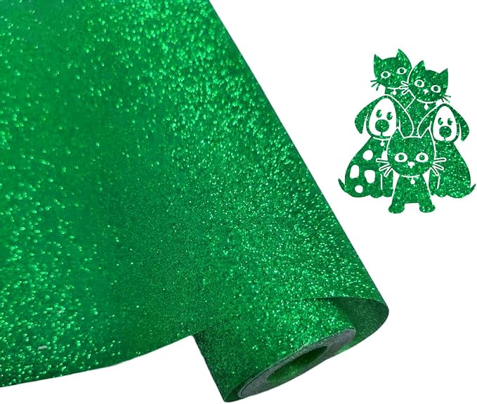 Efuncro- Green Glitter HTV 12'' x 8ft Heat Transfer Vinyl, Iron on