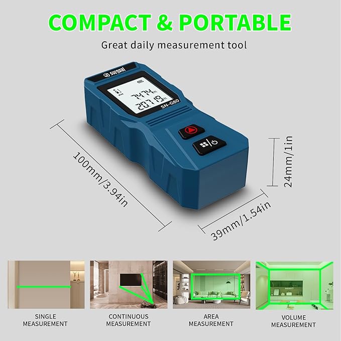 Mini Green Laser Distance Meter 262Ft – Rechargeable Digital Measuring Tool