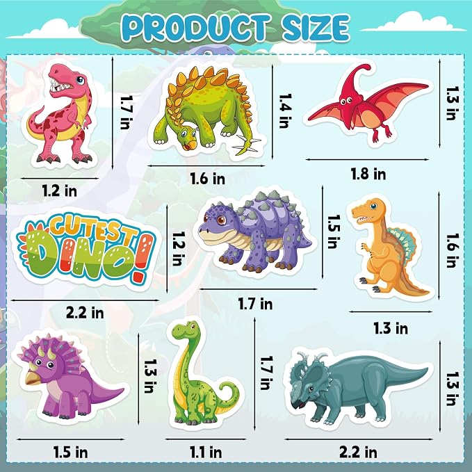 300Pcs Dinosaur Foam Stickers, Cute Self-Adhesive Dino Stickers Dinosaur Theme