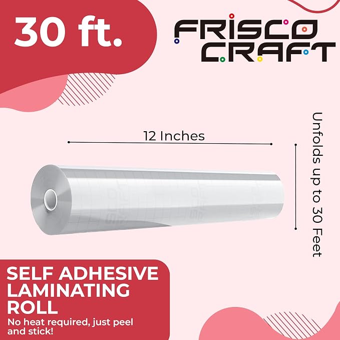 Frisco Craft Transparent Glossy Self Adhesive Laminating Roll 12" x 30 ft |