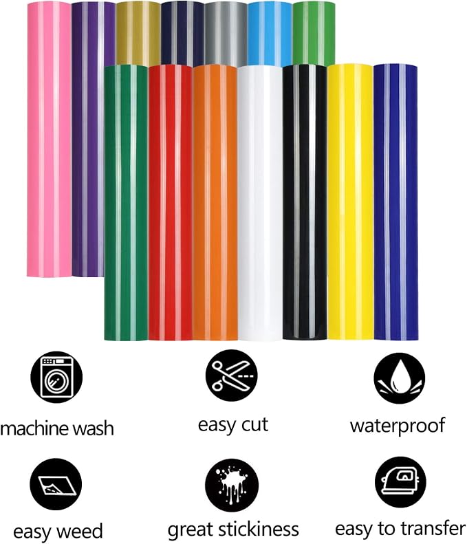 TUMIYA 14 Rolls Heat Transfer Vinyl, HTV Vinyl