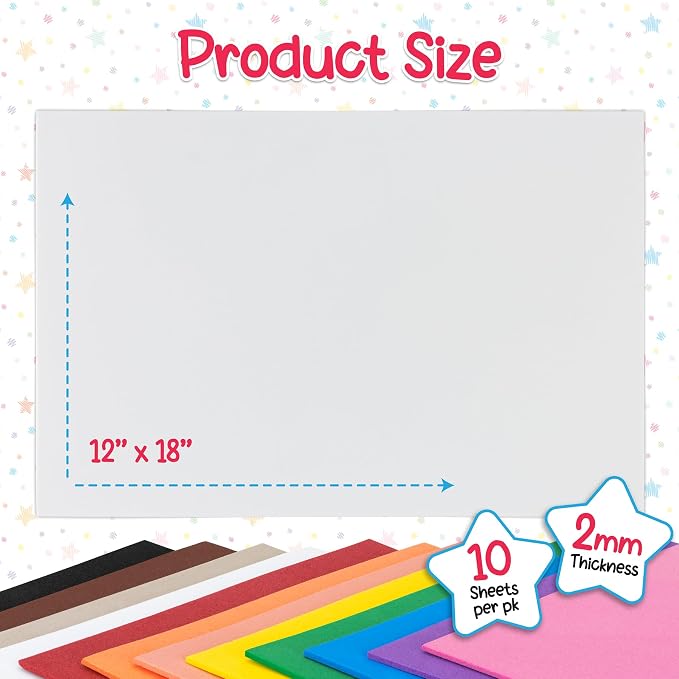 Hygloss Sheets Colorful Foam for DIY Arts & Craft, 10 Piece