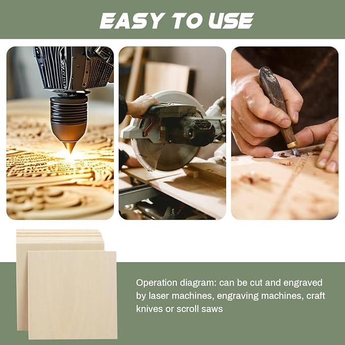 2 Pack Plywood Sheets, 17.1" x 17.1"x 0.2" Basswood Sheets | 5mm Basswood Craft