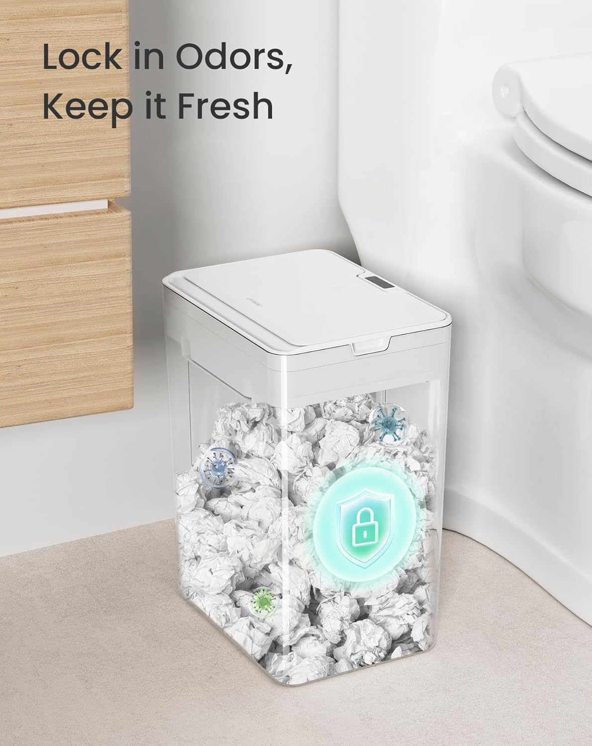 Cesun 2 Pack 4 Gallon Bathroom Trash Can with Lid, Small Automatic Trash Can, Touchless Motion Sensor Garbage Can, White Plastic Waste Basket for Bathroom, Bedroom, Toilet, Office, Rv