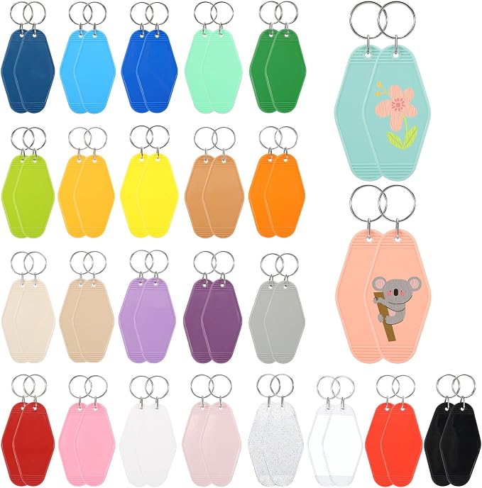 Yoption 50pcs Blank Motel Keychain Bulk