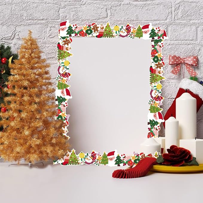 69 Ft Christmas Bulletin Board Border，Santa Claus Christmas Tree Trim Border