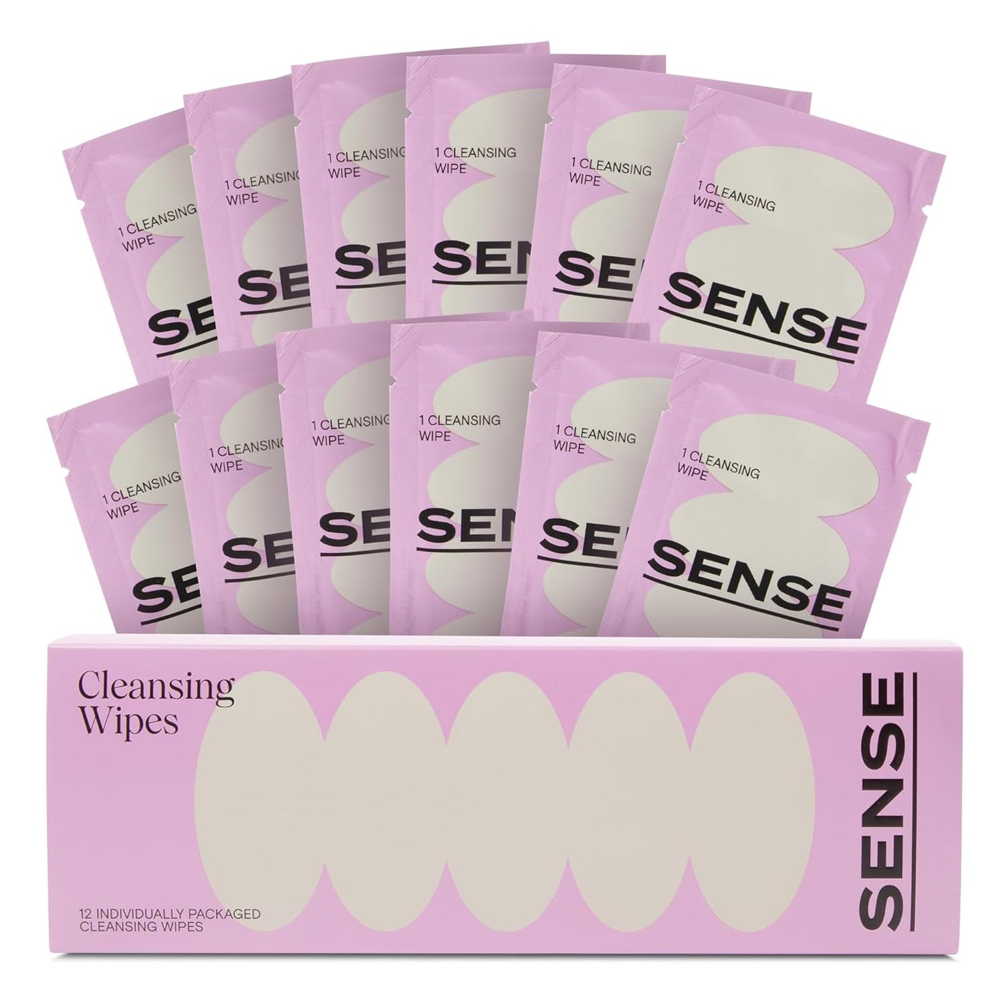 Sense Cleansing Wipes (12 Pack) Individually Wrapped pH Balance Wipes for Women - Made in the USA, Flushable Wipe, On-The-Go Before and After Freshness Intimate Wipe