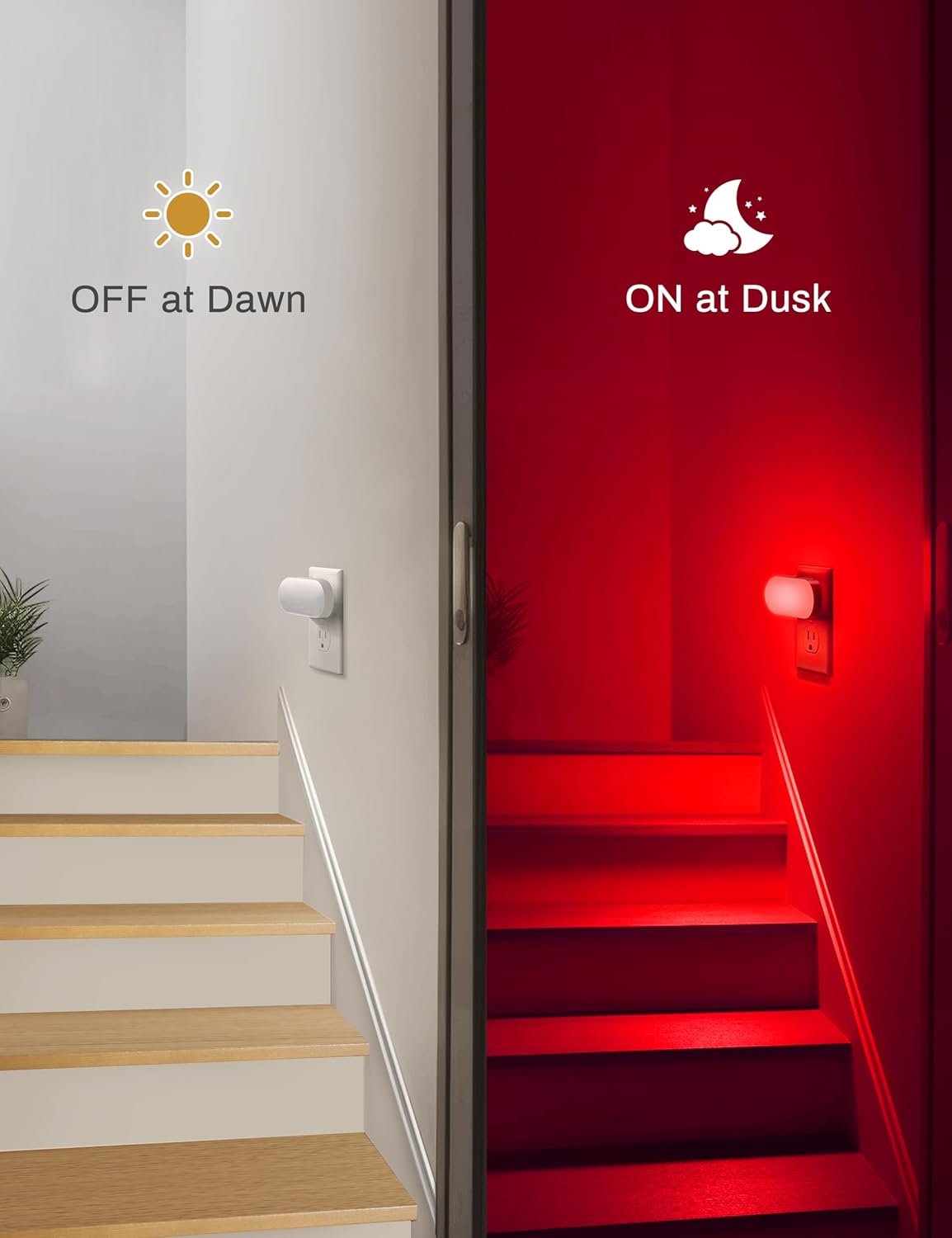 DORESshop RGB 120V Night Lights Plug into Wall, 0.7W LED Night Light for Kids Room, Bathroom Night Light, Stair Lights, Hallway Light, Color Moving, 2 Pack