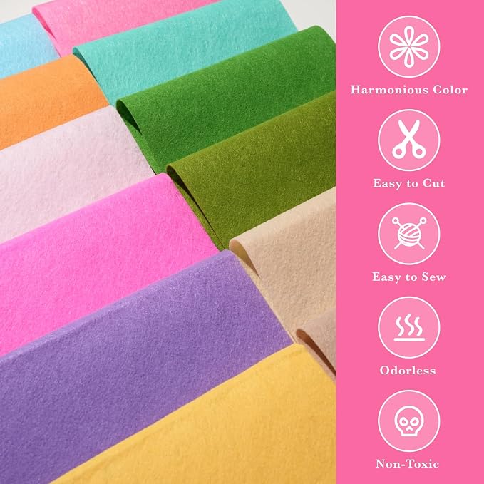 Phantomon 8" x 35" Felt Fabric Sheets, 1mm Sturdy Nonwoven Felt Rolls, Large