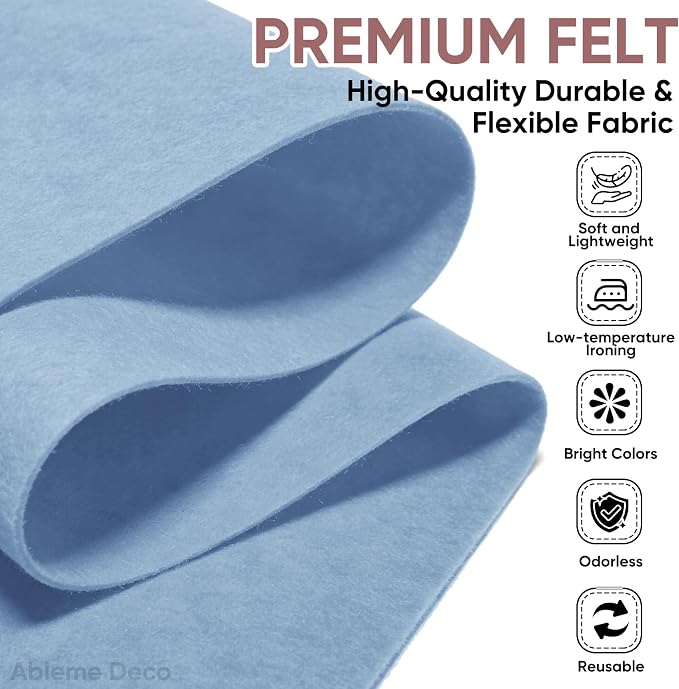 Soft Felt Fabric Sheet 18" x 36", 1.6mm Acrylic Craft Felt, Dusty Blue | Soft