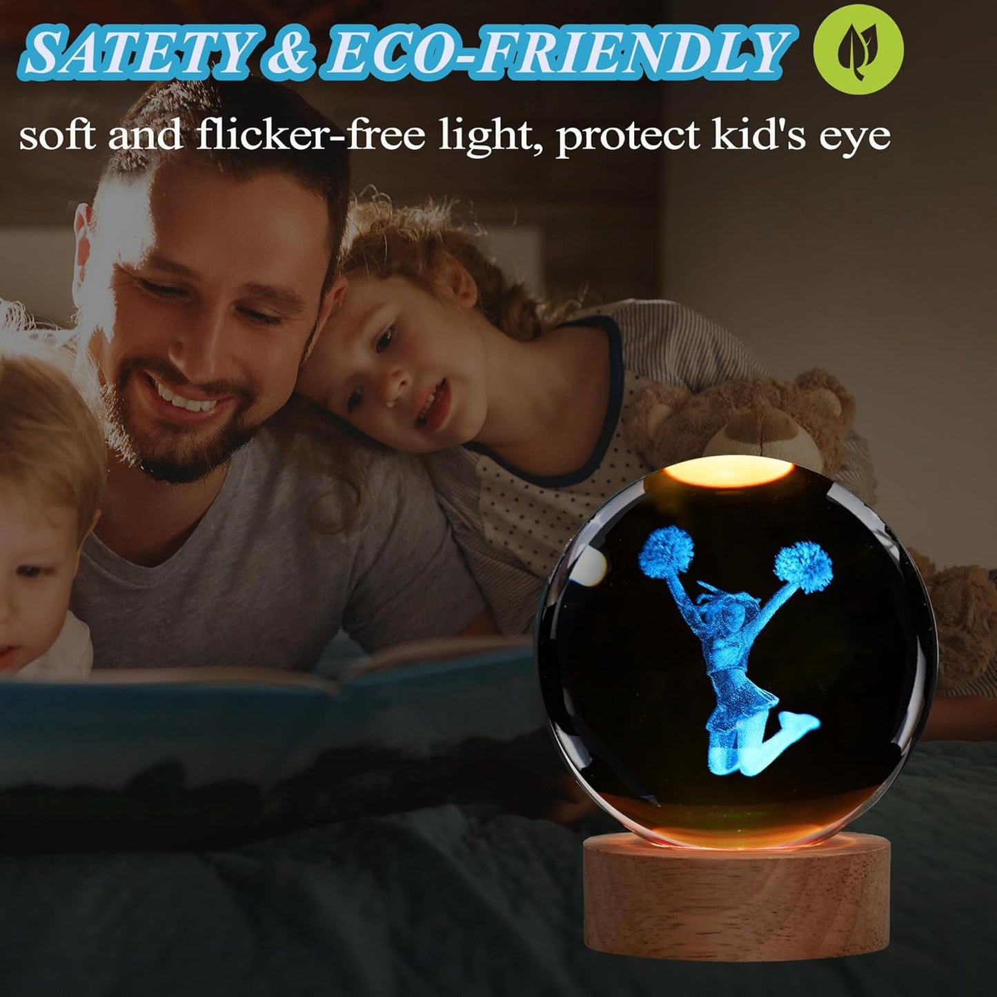 Cheerleader Crystal Night Light, Cheerleader Gifts, K9 3.15 Inch(80mm) Crystal Ball Night Light with 16 Colors Remote Upgraded Lamp for Birthday Xmas Cheering Squad Gifts for Room Decor Girls