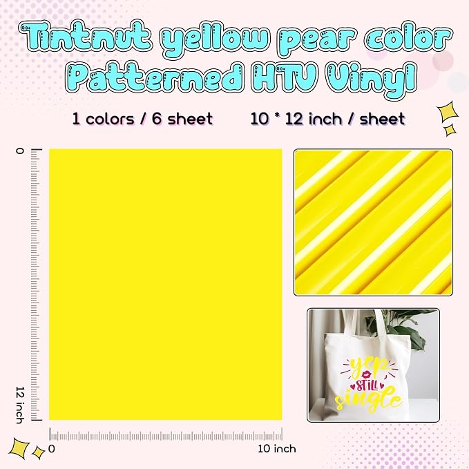 Tintnut Yellow Pear Color Heat Transfer Vinyl, easy cut & weed, stretch washable