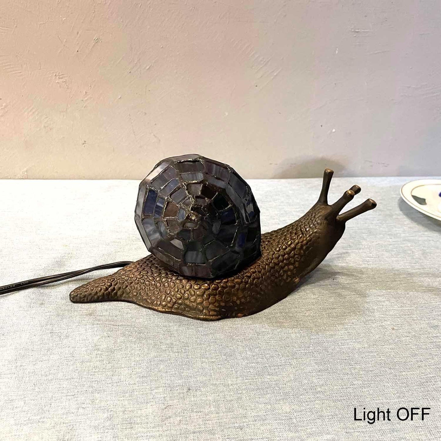 Bieye L10976 Land Snail Tiffany Style Stained Glass Accent Table Lamp for Home Decoration (Purple, 10" D x 5" W x 5" H)