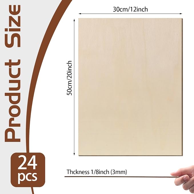 24 Pcs Baltic Birch Plywood, School DIY Projects, CNC Cutting, and Wood Burning