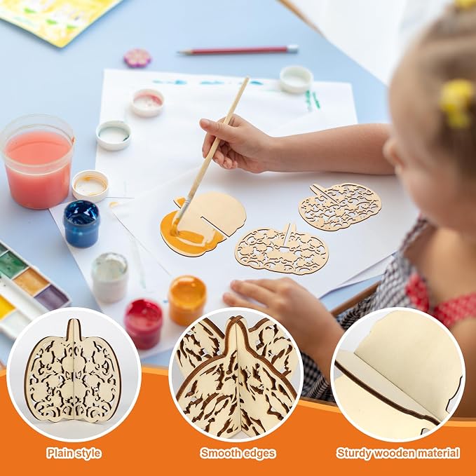 COCHIE DIY 3D Fall Pumpkin Wood Crafts to Paint