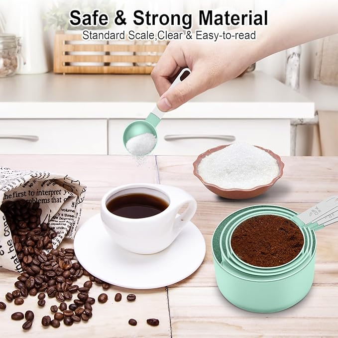 Measuring Cups and Spoons Set, 10 Pieces Nesting Measure Cups and Spoons