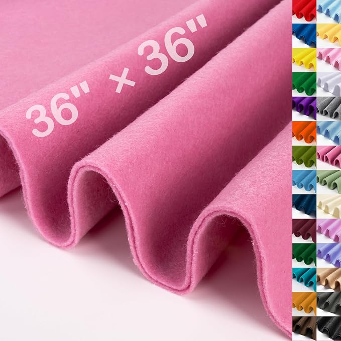 XSEINO Dust Pink Large Felt Fabric 36" X 36 ", 1.4 mm Thick Soft Felt Fabric