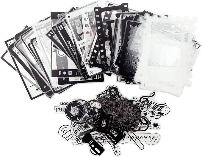 120PCS Retro Camera Film Frame Stamp Poster PET Stickers